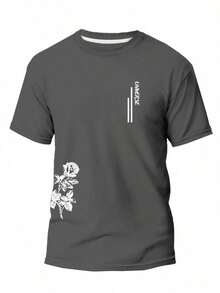 T-Shirt Universe Men's Shirt 100% Cotton Round Neck Blouse Short Sleeve New Release - 深灰色 - 查看 1