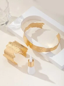 1 套优雅时尚百搭高品质不对称戒指 + 手链 + 项链波西米亚风格首饰套装，铁材质，适合女性，适合日常佩戴和海滩度假 - 高貴戒指手鐲項圈套裝 - 查看 2