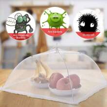2pcs White Collapsible Mesh Food Cover, Reusable Anti-Insect Vegetable Protector, Suitable For Camping, Barbecue And Party - Білий - Переглянути 3