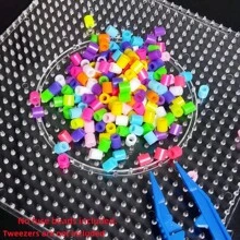 Pana-beads 1 pezzo/2 pezzi/9 pezzi Grandi piastre quadrate da 5mm per perline a fusione, piastre per perline Perler, in plastica trasparente, con pinzette per forniture di bricolage per bambini