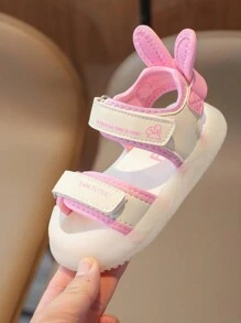 幼儿/儿童女孩 1-6 岁沙滩运动凉鞋，粉色平底凉鞋，批发全尺寸，防滑鞋底 - 粉色 - 查看 2