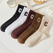 12 pares de calcetines de mujer, calcetines hasta media pantorrilla - 4 pares de negros 4 pares de blancos 4 pares de amarillos - Ver 1