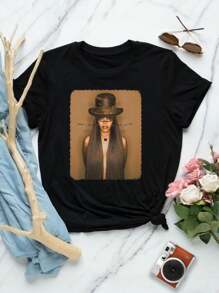 Valentine's Day Erykah Badu Vintage R B Women's T-Shirt - Classic Soul Hip Hop Gift - 黑色 - 查看 1