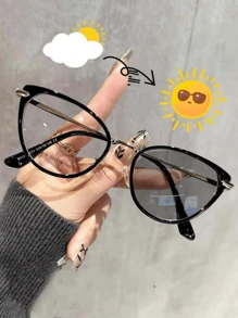 1 件女士优雅复古精致猫眼金属眼镜框，时尚装饰眼镜，适合所有季节，适合夏季海滩度假、户外、旅行