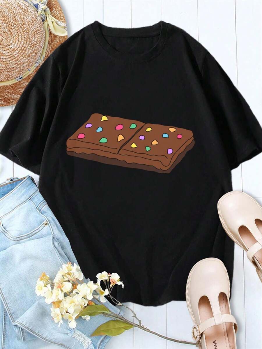 Lovers' Cosmic Brownie Little Debbie Cake T-Shirt Brownie Chocolate Candy Treat For Ladies - Black - View 1