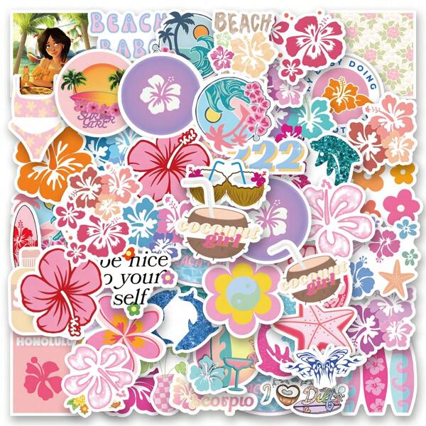 52 szt. Naklejki Coconut Girl Naklejki winylowe Estetyczne do scrapbookingu, pamiętnika, laptopa, zderzaka, deskorolki, butelki z wodą, komputera, telefonu, kreskówki, kasku, naklejek i kalkomanii samochodowych, naklejek Y2K, naklejek do opalania, naklejek dla dziewczynek