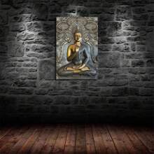1 幅带框现代抽象黑金佛像壁画，高清印刷图片，佛教客厅卧室书房家居装饰画 - 彩色 - 查看 9