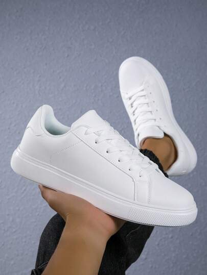 Zapatillas casuales con cordones para hombres y mujeres, zapatos blancos de alta calidad y moda, suela suave y cómoda, antideslizante y resistente al desgaste, tallas 36-45