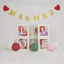 3/4pcs 25cm White Digital Transparent Box(Box&Digital), Birthday Wedding Wedding Anniversary Baptism And Wedding Party Scene Decoration Celebration Party Table Decoration Transparent Balloon Box Surprise Gift Box (LOVE&ONE)