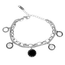 Juego de pulsera de 3 en 1 de acero inoxidable con elegante flor de cuatro hojas, pulsera con colgante de corazón con circonita brillante de estilo romano, adecuado para uso diario, banquetes, bodas y como regalo, para todas las estaciones