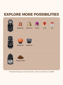 RAF CAFELFF Fully Automatic Capsule Coffee Maker, Home Small Multi-Function Hot & Cold Water 7 Levels Coffee Maker, Espresso & American Style
