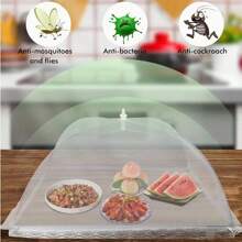 2pcs White Collapsible Mesh Food Cover, Reusable Anti-Insect Vegetable Protector, Suitable For Camping, Barbecue And Party - Білий - Переглянути 8