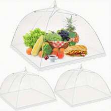 2pcs White Collapsible Mesh Food Cover, Reusable Anti-Insect Vegetable Protector, Suitable For Camping, Barbecue And Party - Білий - Переглянути 10