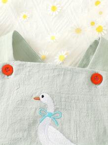 Baby Girl Sleeveless Romper Summer Duck Print Suspender Jumpsuit For Newborn Toddler Cute Clothes - màu xanh lá - Xem 4