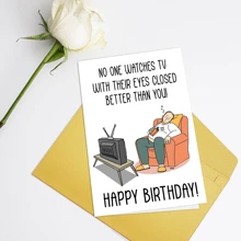 1PC Men's Funny Birthday Cards, Funny Birthday Cards For Dad, Husband, Grandpa, Cards For Watching TV With Closed Eyes, The Best Gift To Give Them