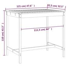 vidaXL Table de jardin Gris 121x82,5x110 cm Bois de pin massif