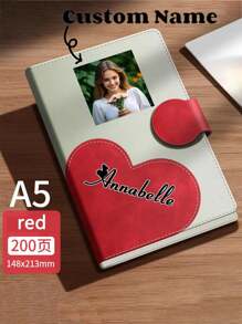 Caderno com capa de couro sintético liso, bloco de notas minimalista para escritório, capa personalizável para texto/foto, material escolar, volta às aulas, multifuncional, ornamental, reutilizável, moderno, colorido, fofo, vintage, desenho animado, kawaii, personalizado, exclusivo, para trabalhadores, clientes, estudantes, para negócios/trabalho/escritório, para escola