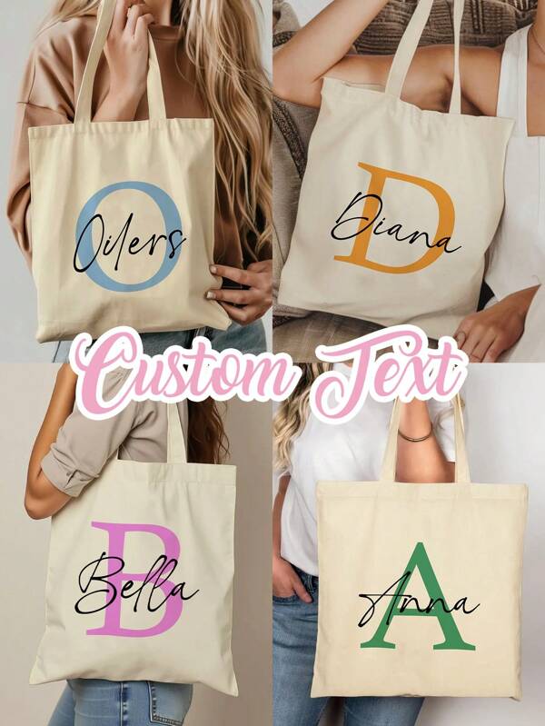 1 bolsa tote de lona dobrável com nome personalizável, única, leve, de alta capacidade, casual, moderna, adequada como bolsa de mão, bolsa de ombro, casual ou de compras, presente ideal para namorada, adolescentes, alunos do ensino fundamental, alunos do ensino fundamental, alunos do ensino médio, alunos do ensino médio, estudantes universitários, calouros, alunos do segundo ano, calouros