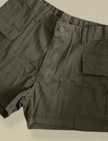 Women's Cargo Jean Shorts - Army Green - View 3