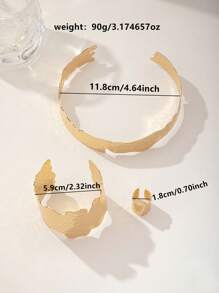 1 套优雅时尚百搭高品质不对称戒指 + 手链 + 项链波西米亚风格首饰套装，铁材质，适合女性，适合日常佩戴和海滩度假 - 高貴戒指手鐲項圈套裝 - 查看 5