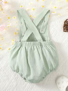 Baby Girl Sleeveless Romper Summer Duck Print Suspender Jumpsuit For Newborn Toddler Cute Clothes - màu xanh lá - Xem 3