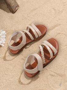 一双时尚、舒适的儿童钩环凉鞋，适合学校的可爱凉鞋，适合男孩和女孩的凉鞋，柔软厚底，手工编织的儿童凉鞋