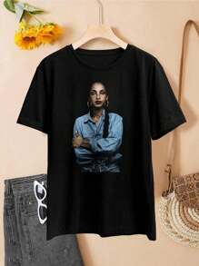 Lovers T-Shirts Sade Erykah Badu Lauryn Hill Marvin Gaye Vintage Tees For Ladies - màu đen - Xem 2