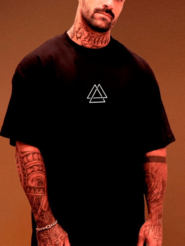 Camiseta Camisa Oversized Malha Lançamento Moda Moderno Street 100% Algodão Triangulos