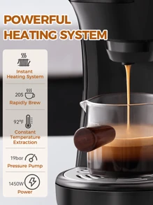RAF CAFELFF Fully Automatic Capsule Coffee Maker, Home Small Multi-Function Hot & Cold Water 7 Levels Coffee Maker, Espresso & American Style