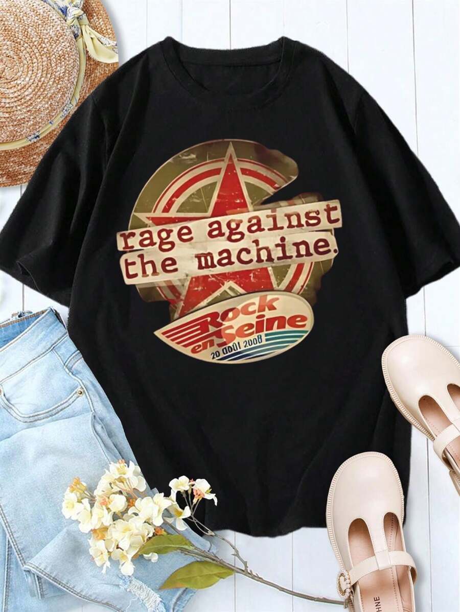 Valentine's Day Rage Against The Machine Band T-Shirt For Women Metal Rock Retro Music Tee