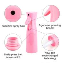 Continuous Spray Water Bottle, 200ml/ Empty Hair Fine Mist Plant Sprayer For Hairstyling, GardeningSimple - 粉色 - 查看 2