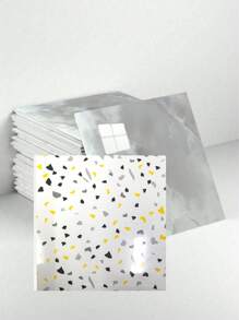 14 stuks zelfklevende aluminium composiet wandpanelen met marmerpatroon, waterdichte en vochtbestendige PVC-muurstickers voor keuken en badkamer, nepmarmeren tegelstickers, verwijderbaar decoratief behang, woondecoratie voor de lente