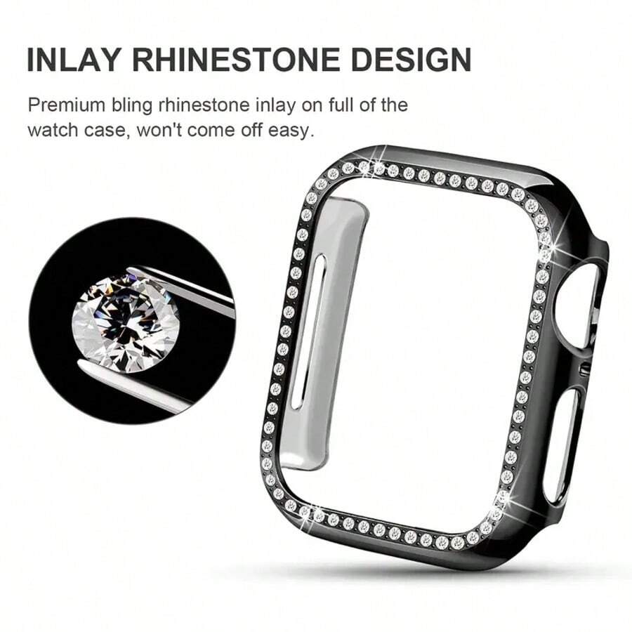 Bling Diamond 保护壳适用于 Apple Watch Series 8/7/6/5/4/3/SE，硬质 PC 保护壳采用双犀牛设计，兼容 41mm / 45mm / 44mm / 40mm