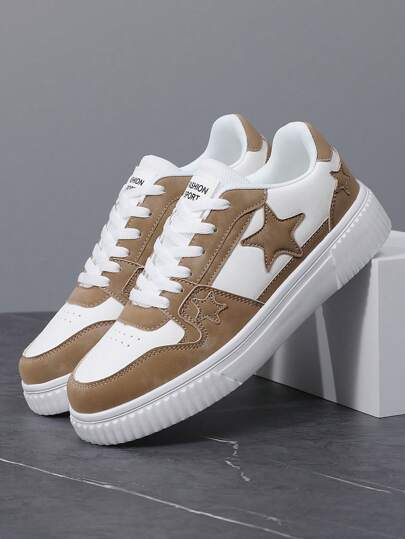 Men Lace-Up Casual Sneakers, Fashionable Low-Top Soft Sole Non-Slip Wear-Resistant Shoes For Students, Size 36-45