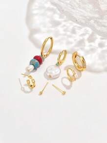 7 Stücke/Set eleganter Türkis Anhänger & Ohrring Schmuckset, minimalistisches Design Schmuckset für Frauen, geeignet für Dates, Partys und täglichen Arbeitsalltag