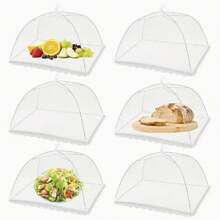 2pcs White Collapsible Mesh Food Cover, Reusable Anti-Insect Vegetable Protector, Suitable For Camping, Barbecue And Party - Білий - Переглянути 12