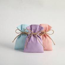 10pcs Canvas Drawstring Pouch Bags, Gift Packaging Pouches, Wedding Favors Bags, Jewelry/Cosmetics/Electronics Organizer Bags, Multi-Color & Size Options - Multicolor - View 5
