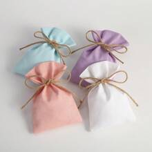 10pcs Canvas Drawstring Pouch Bags, Gift Packaging Pouches, Wedding Favors Bags, Jewelry/Cosmetics/Electronics Organizer Bags, Multi-Color & Size Options - Multicolor - View 2