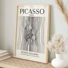 1 pieza Póster de Pablo Picasso, "El Beso", impresión de arte de línea abstracta de Picasso, minimalismo de mitad de siglo, impresión de arte de pared de exposición de galería, impresión de arte de línea sin marco - Multicolor - Ver 10