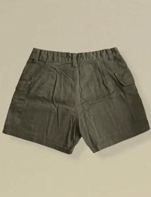 Women's Cargo Jean Shorts - Army Green - View 4