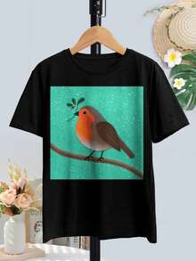 Lovers' Bohemian Bird T-Shirts Chic Floral Plant Prints For Women
