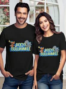 Valentine's Day Rocky Bullwinkle T-Shirt for Women Funny Moose Squirrel Animation Humor