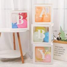3/4pcs 25cm White Digital Transparent Box(Box&Digital), Birthday Wedding Wedding Anniversary Baptism And Wedding Party Scene Decoration Celebration Party Table Decoration Transparent Balloon Box Surprise Gift Box (LOVE&ONE)