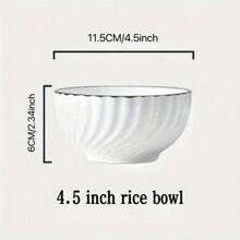 4pcs Handmade Ceramic Rice/Soup Bowls, Glazed Underglaze, Japanese Style Dishware, 4.5-Inch Porcelain Rice/Dessert Bowl, Microwave & Dishwasher Friendly, Suitable For Home Kitchen, Dining Room, Kitchen Supplies, Tableware Accessories,School Supplies - White - View 4