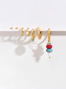 7 Stücke/Set eleganter Türkis Anhänger & Ohrring Schmuckset, minimalistisches Design Schmuckset für Frauen, geeignet für Dates, Partys und täglichen Arbeitsalltag