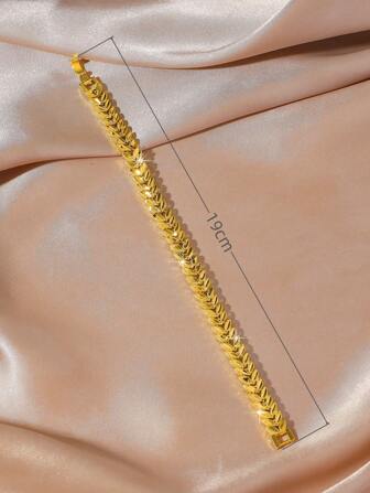 1個 ドバイエレガントファッションバーサタイルゴールドメッキリーフデザインブレスレット、女性の日常的な着用に適しています