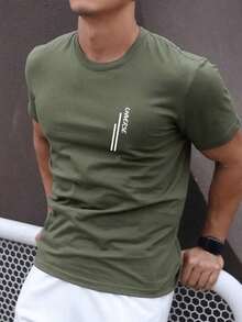 T-Shirt Universe Men's Shirt 100% Cotton Round Neck Blouse Short Sleeve New Release - 綠色 - 查看 2