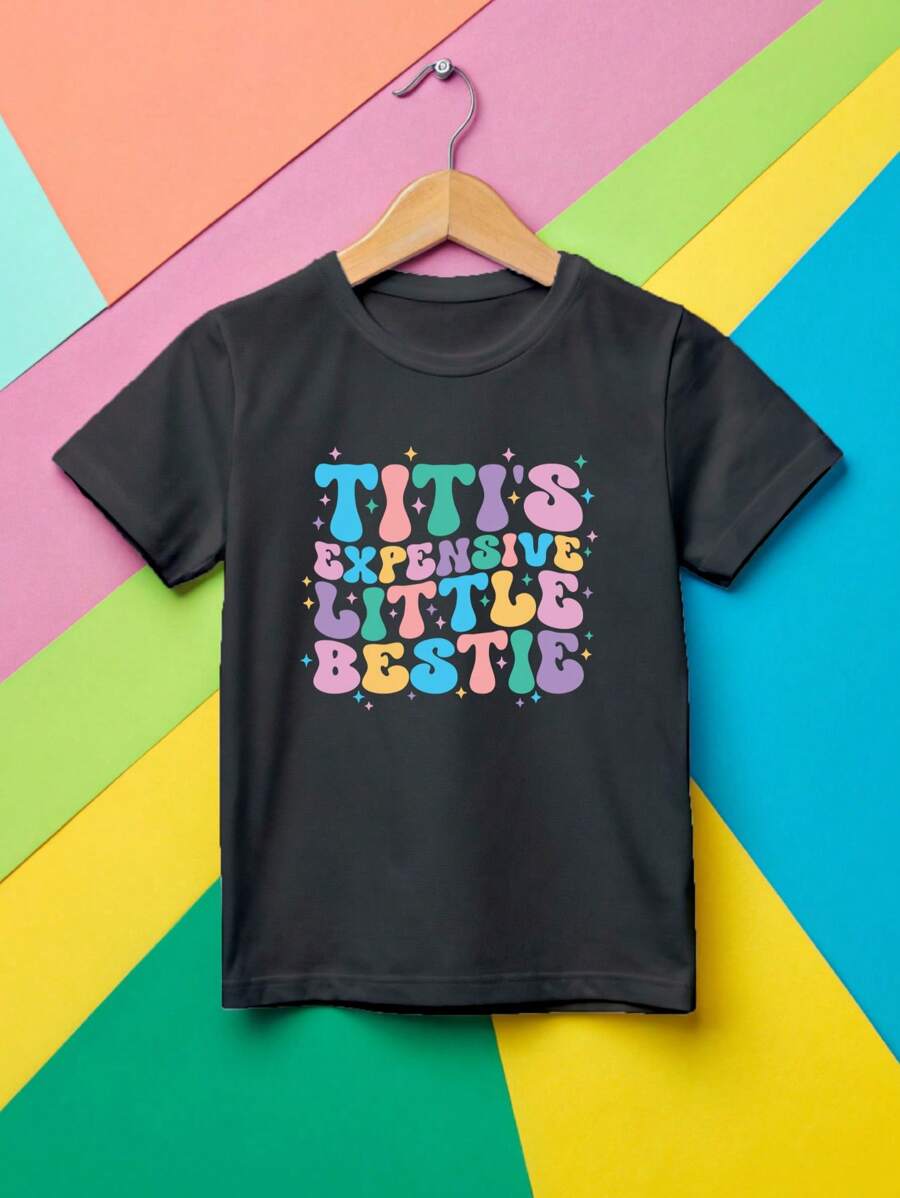 Aunt's Expensive Little Bestie Shirt, Birthday Gift T-Shirt For Niece, Retro Auntie Tee For Toddler And Youth, Baby Shower Gift Baby Bodysuit, Aunty Day Tee. UA-1346 - 黑色 - 查看 1