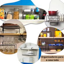 Kitchen Cabinet Organizer Kit Wire Cup Holder Hanging Basket Steel Shelf 4 Pieces - Black - View 3