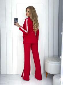 Women's Blazer Set With Belt - Rojo - Ver 3